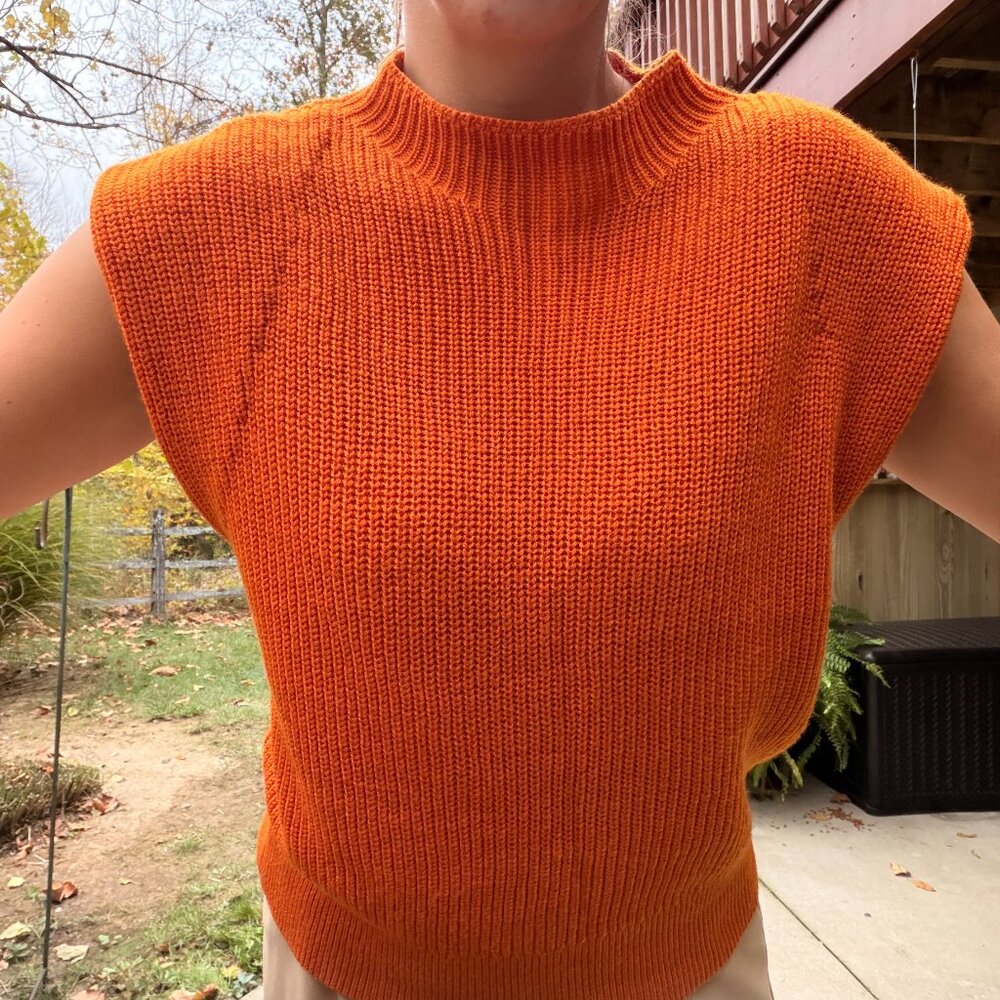 Aritzia Babaton Hazlitt Wool Sweater Vest in Burnt Orange - Picture 7 of 10